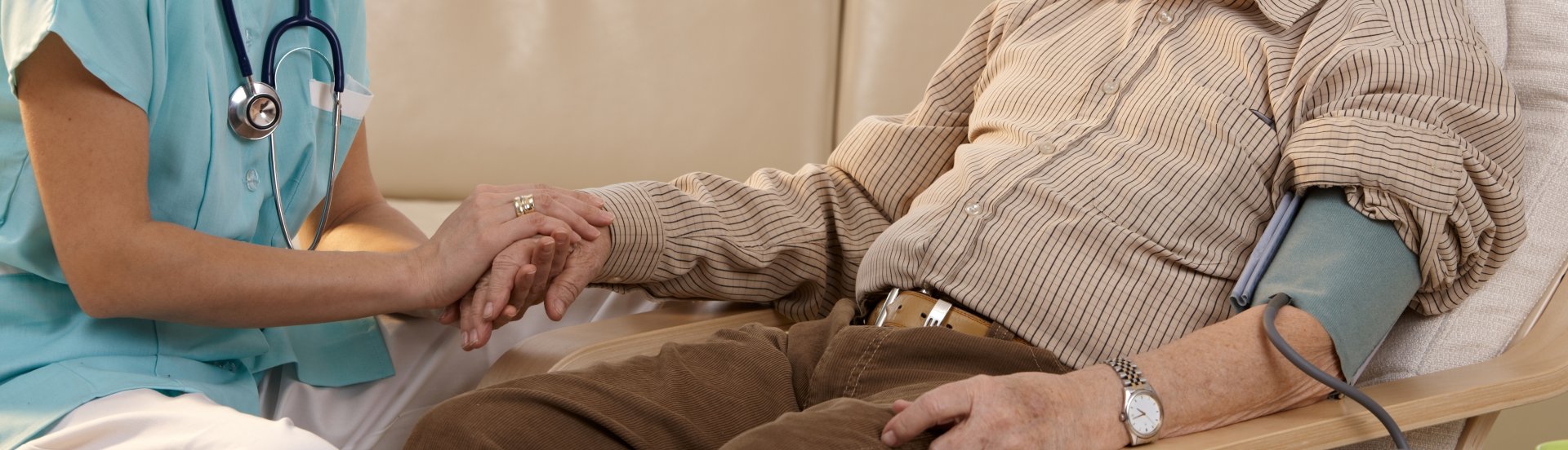 home health aide providing comfort to a senior patient