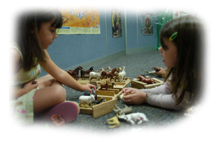 Girls playing with blocks