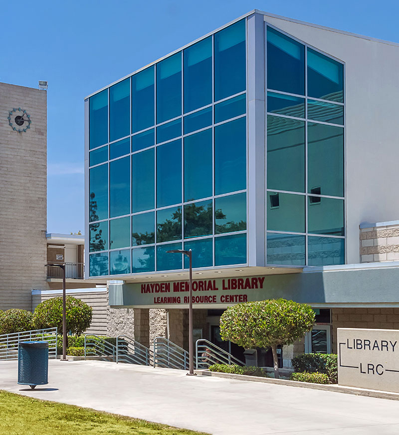 Exterior entrance of Hayden Memorial Library