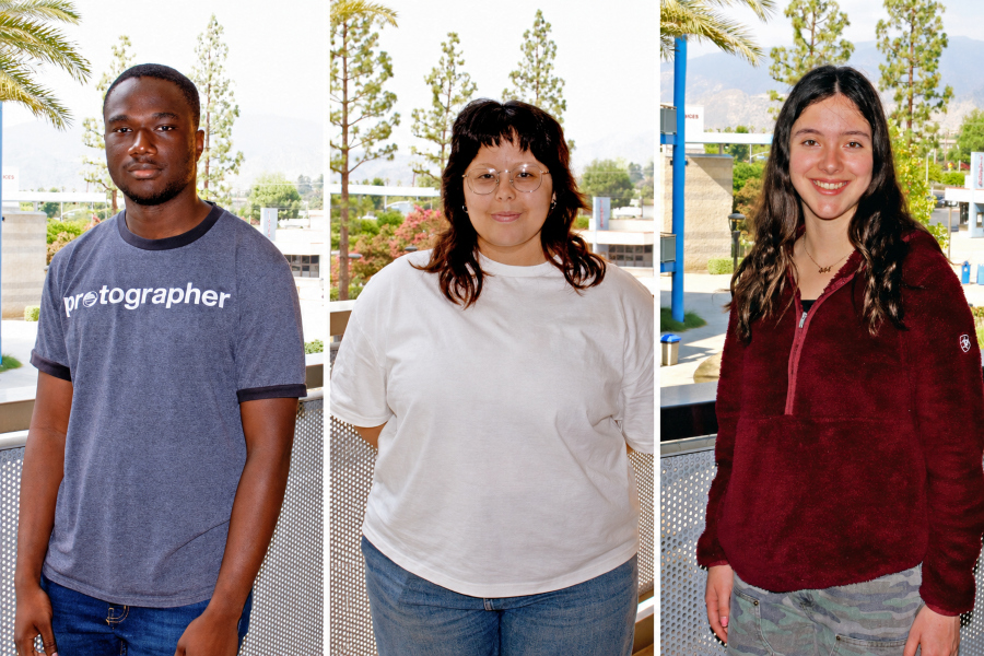 three citrus college students standing outdoors on campus after attending a student journalism conference