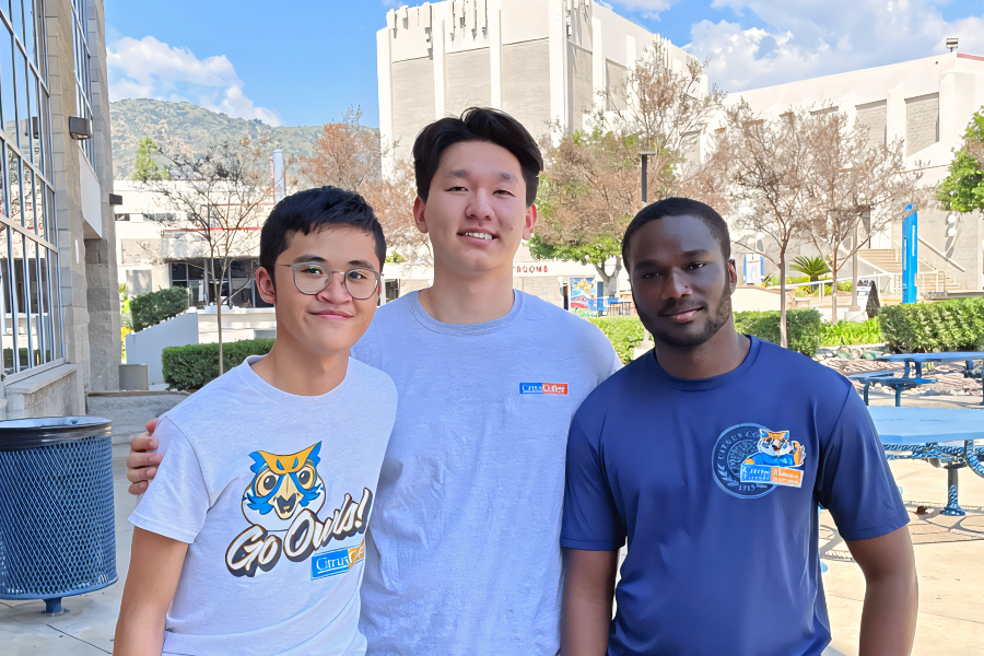 three citrus college students named cooke scholarship semifinalists pose together on campus