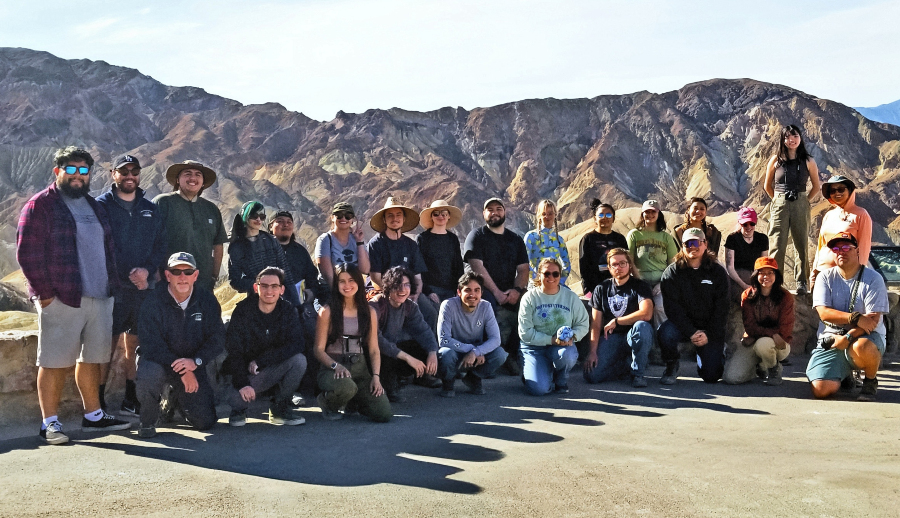 citrus college students and faculty visit a death valley overlook during a natural history field course