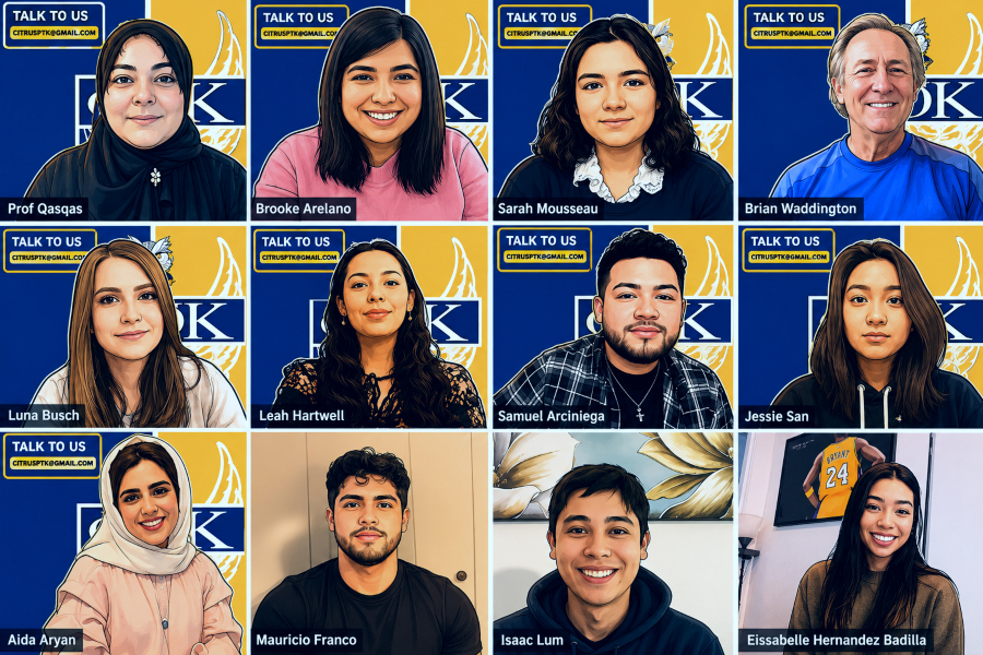 illustration of twelve citrus college phi theta kappa members and advisors participating in a virtual meeting grid