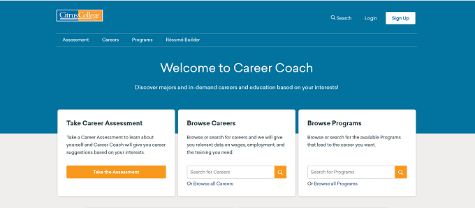 Click here to go to the Career Coach website