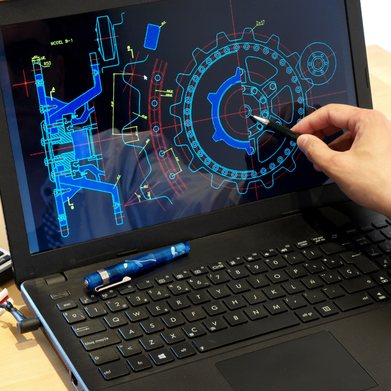 multidimension computer aided design on a laptop computer screen