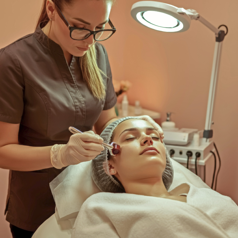 student giving a client a facial in the Citrus SPA