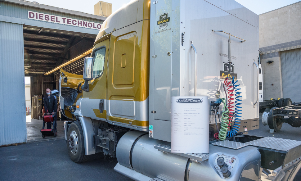 another view of truck in front of the diesel technology building