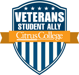 Citrus College Veterans Student Ally logo is a badge with a banner