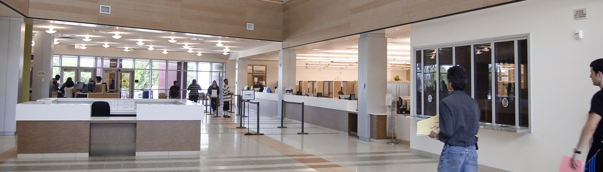 Admissions and Records counter located within the Student Services Building