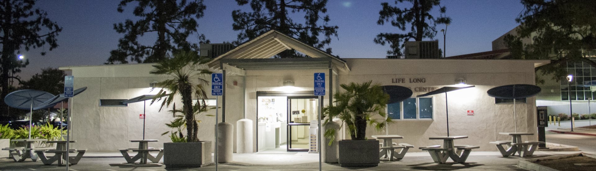 Lifelong Learning Center building at night