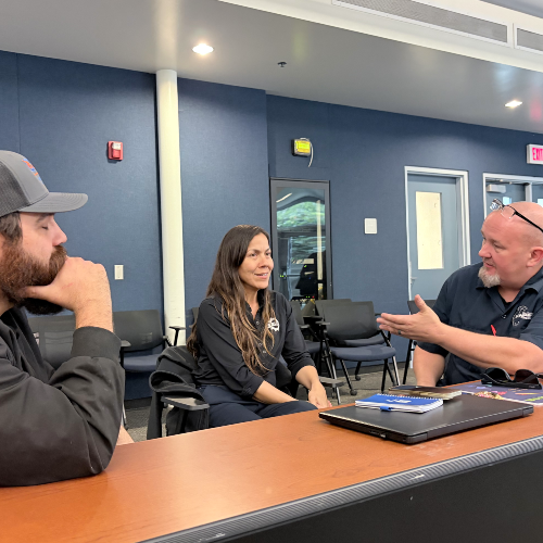 bored faculty member with beard, Priscilla Englert and Dave Brown