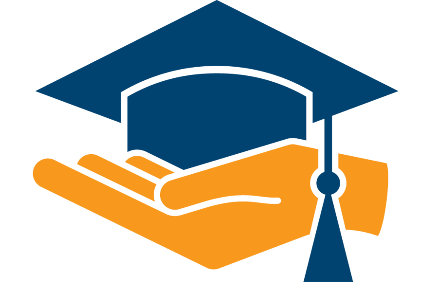 hand holding a graduation cap symbolizing student support and educational success
