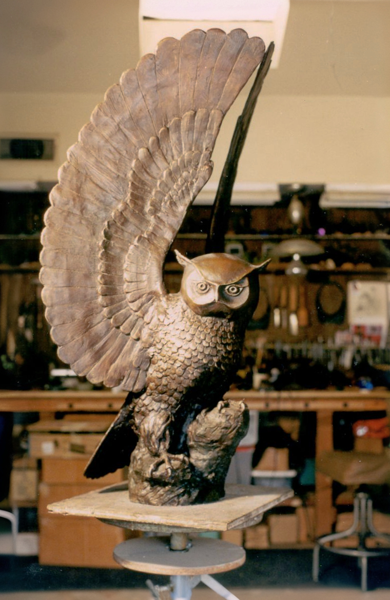 the bronze owl in Mr. Myer's studio