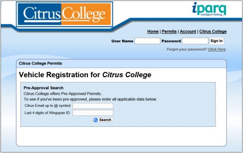 pre-approval search window using your Citrus email and Citrus ID