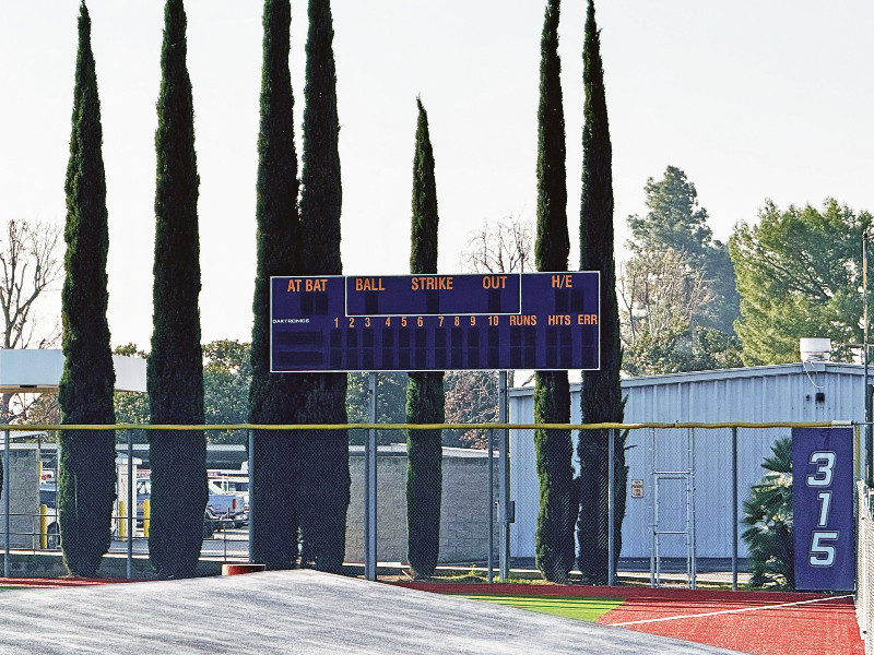 photo of the scoreboard located at the far right corner of the ballfield