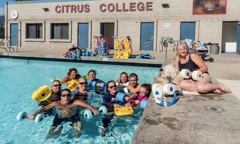 a group of KIN 148 students in the water