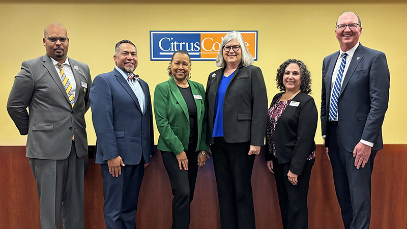 five board of trustees with the college superintendent/president