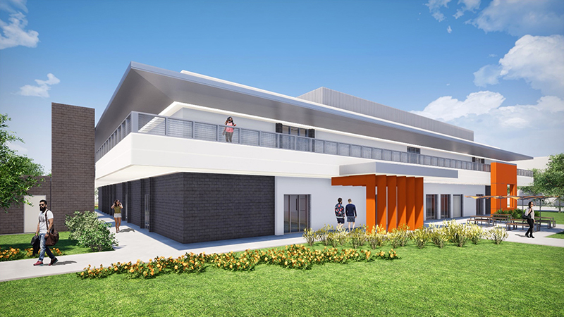 an architectural AI rendering of the college's Educational Development Building remodel project