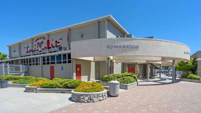 exterior view of the Glendora High School gymnasium