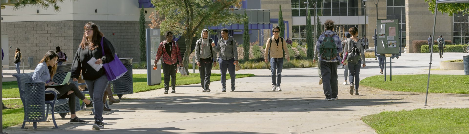 Student at the Campus Center Mall 