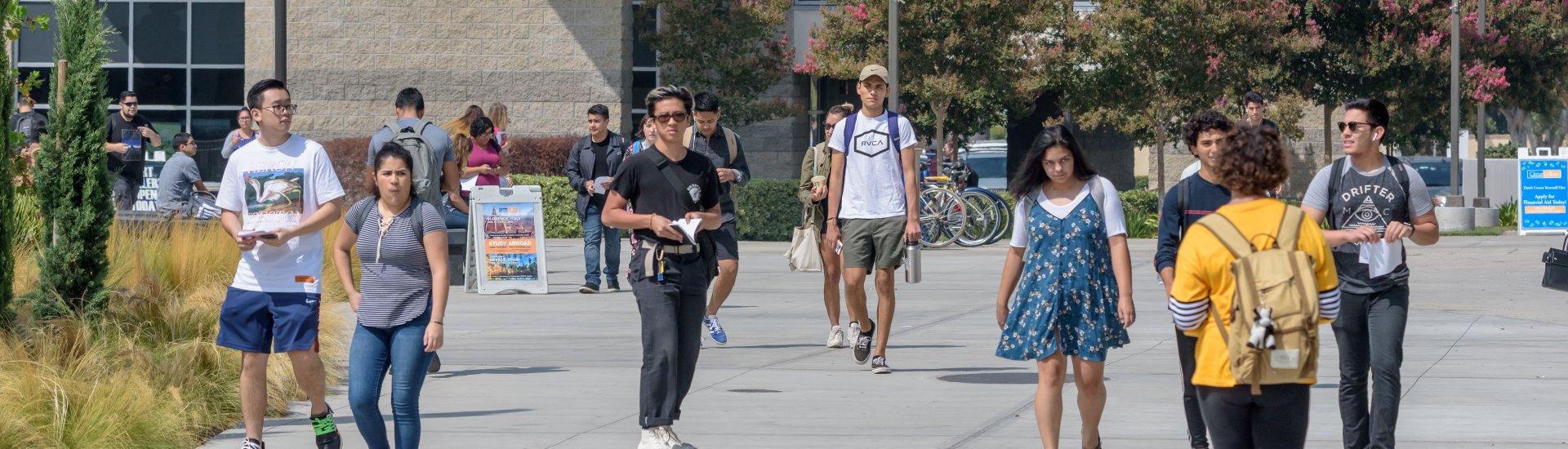 Students leaving the Student Services Building