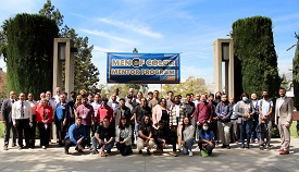 group shot of spring 2022 attendees outside on the Campus Center Mall