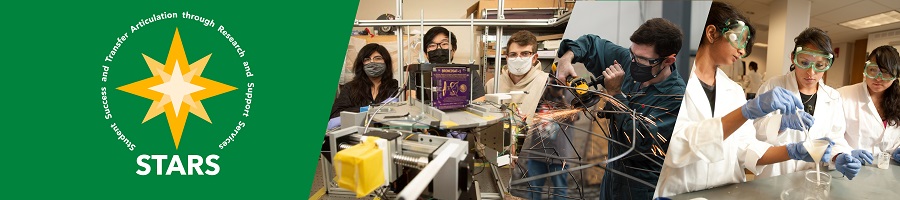 Banner with the Project Starts circular logo and photos of students in technical fields