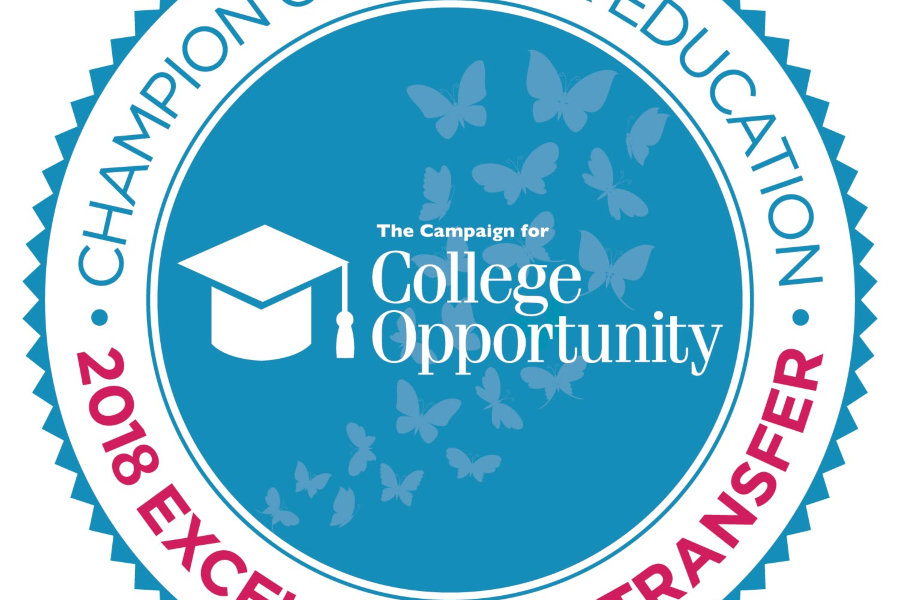2018 champion of higher education excellence in transfer emblem from the campaign for college opportunity