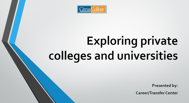 Exploring private colleges and universities opening slide