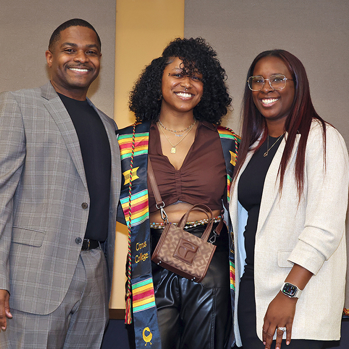Kenn Salazar pictured with two Black Scholar mentors