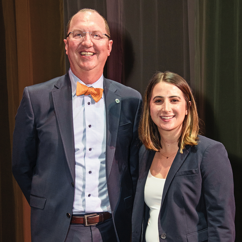 Dr, Greg Schulz, college president, with Nayiri Baghdassarian