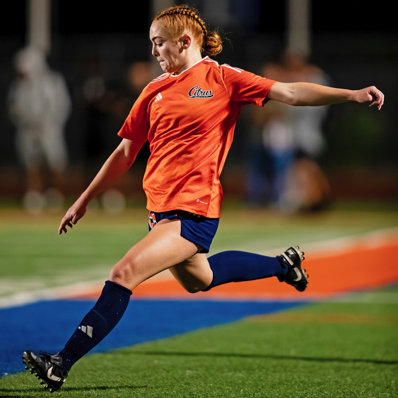 Action shot of Stevie Spencer on the soccer field