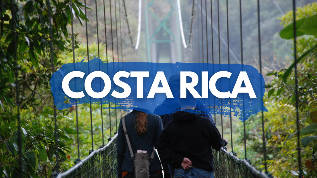 Suspended bridge over the Costa Rican rainforest