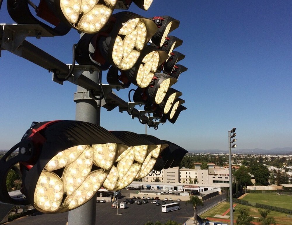 close up of the actual stadium lights