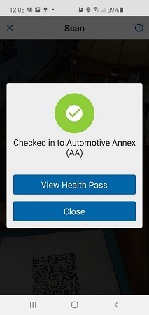 screen shot of checked-in display