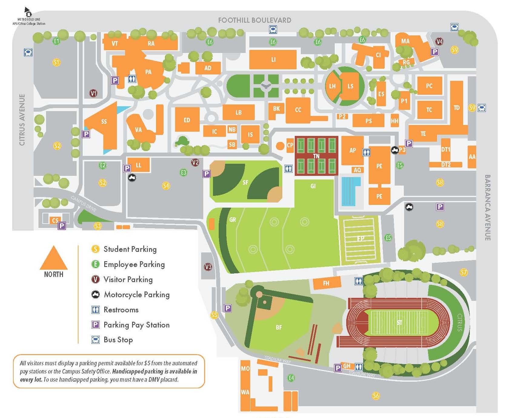 Campus map noting the APS locations